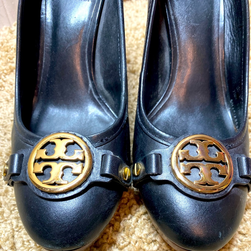 Tory Burch Rounded Toe Heel with Embellishment on Front